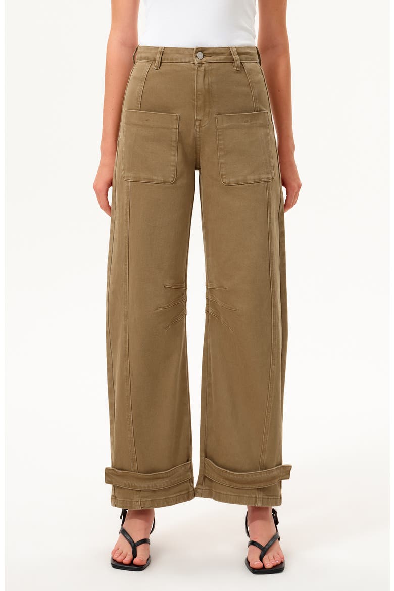 High Waist Patch Pocket Wide Leg Barrel Jeans, Main, color, KINETIC
