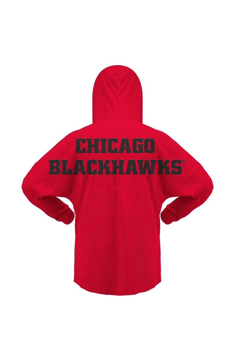 FANATICS Women's Fanatics Red Chicago Blackhawks Jersey Lace-Up V-Neck Long Sleeve Hoodie T-Shirt, Alternate, color,