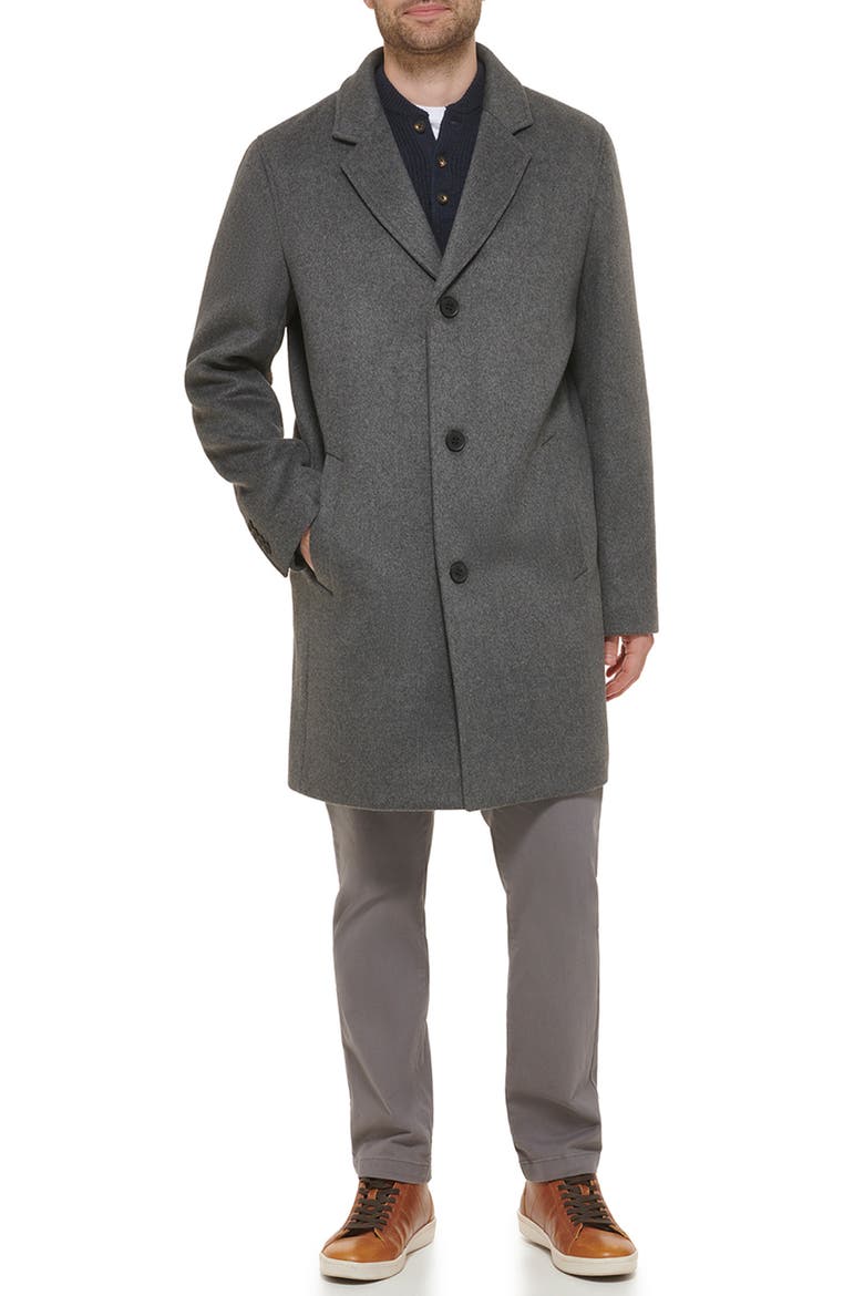 Classic Wool Blend Plush Notched Collar Coat, Main, color, LIGHT GREY