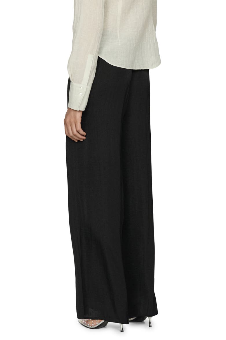 Pleated Wide Leg Pull-On Pants, Alternate, color, BLACK