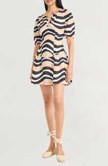 The Good Journey Puff Sleeve Drop Waist Babydoll Minidress