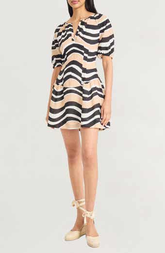 The Good Journey Puff Sleeve Drop Waist Babydoll Minidress