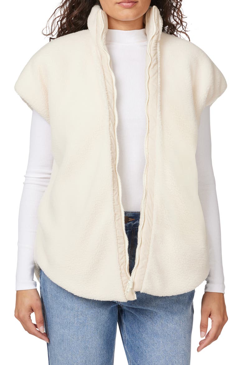 Reversible Fleece Quilted Vest, Alternate, color, NATURAL