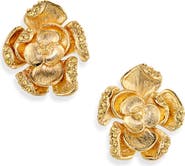 Oscar de la Renta Small Pavé Rose Stud Earrings