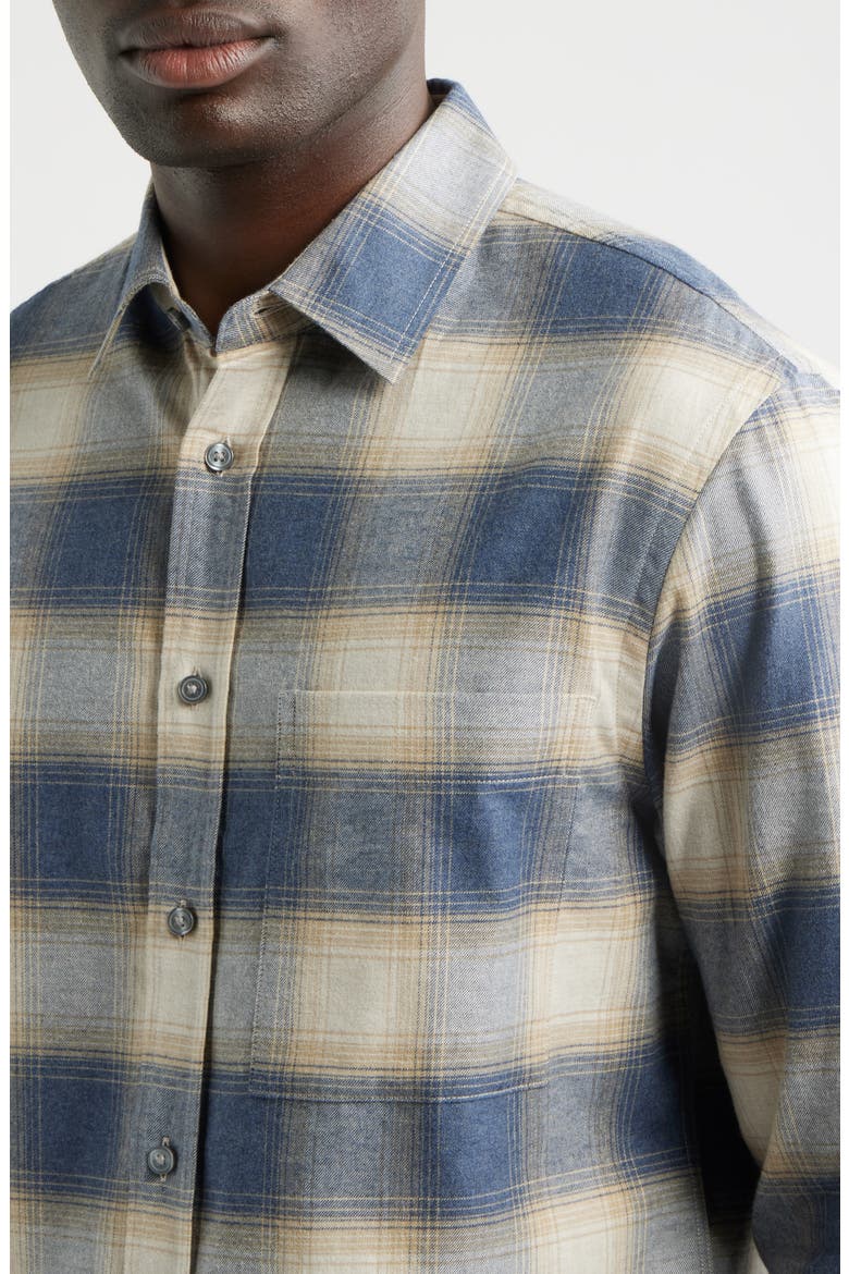 Owen Relaxed Fit Plaid Cotton Flannel Button-Up Shirt, Alternate, color, OPEN BLUE