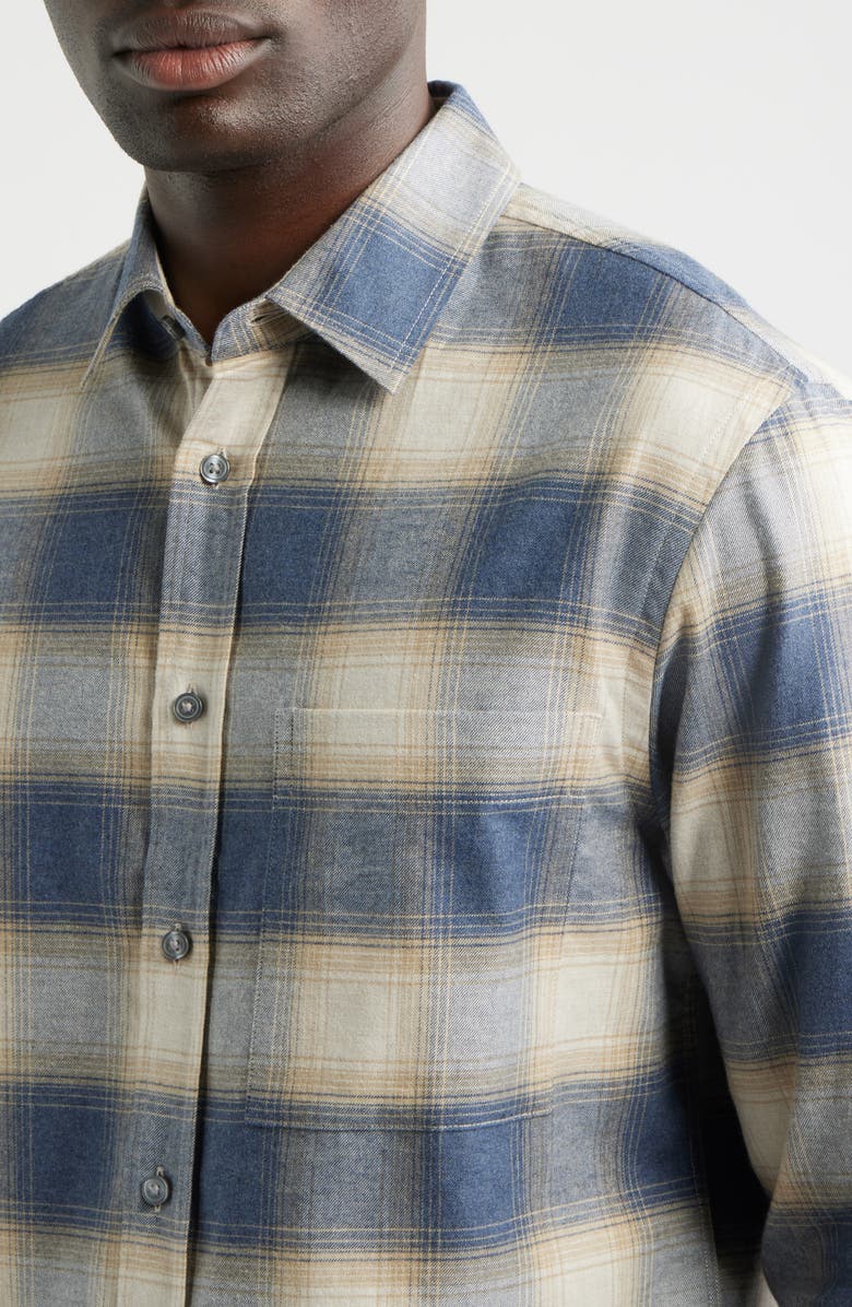 BOSS Owen Relaxed Fit Plaid Cotton Flannel Button-Up Shirt, Alternate, color, Open Blue