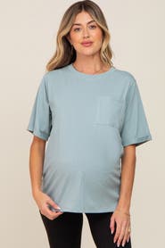 PinkBlush Oversized Pocket Front Short Sleeve Top