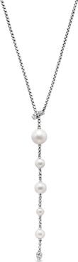 David Yurman Y-Necklace in Sterling Silver with Freshwater Pearl & Pavé Diamond