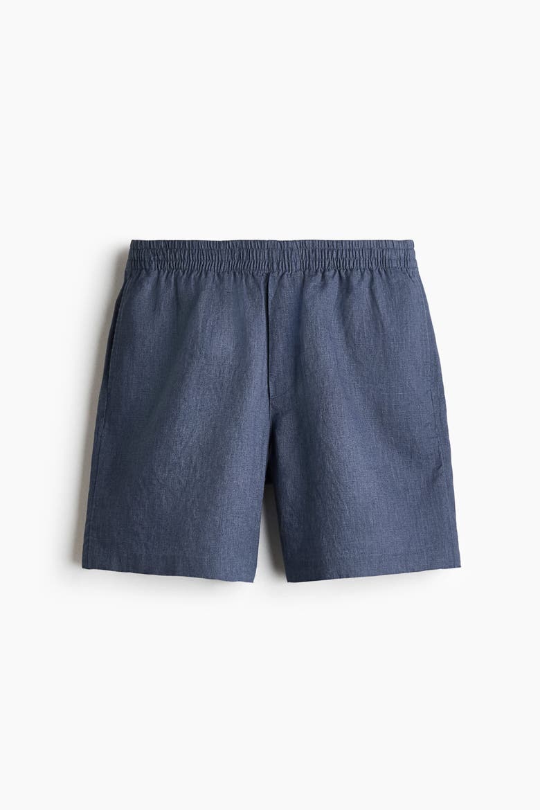Relaxed Fit Linen Shorts, Alternate, color, Dark dusty blue