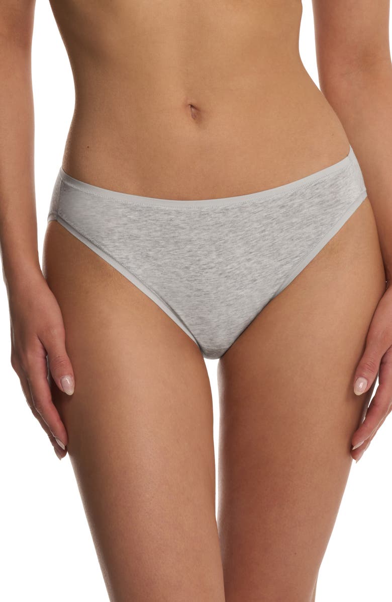 Natori Bliss Bare Cotton Bikini, Main, color, Light Grey Heather