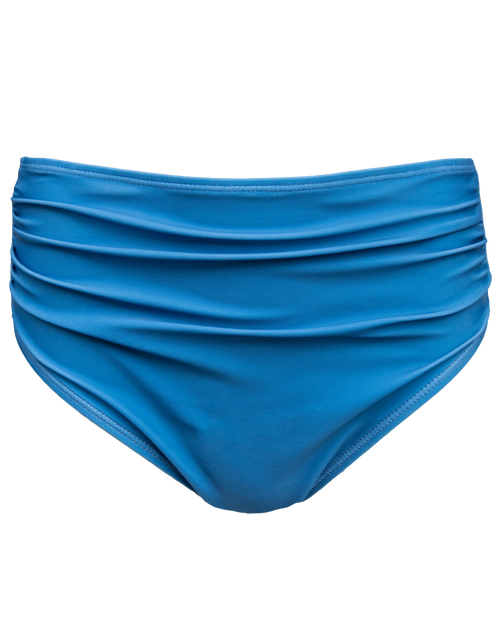 Nani High Leg Ruched Swim Bottom In Blue