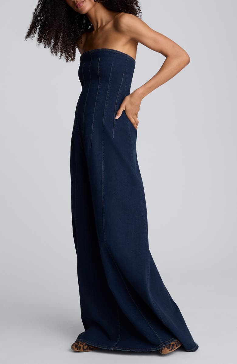 Kenneth Cole Seamed Strapless Denim Maxi Dress, Alternate, color, 