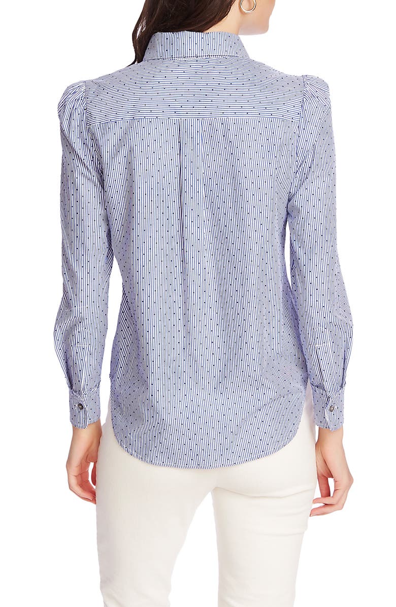 Court & Rowe Pinstripe Flocked Dot Button-Up Cotton Shirt, Alternate, color, 