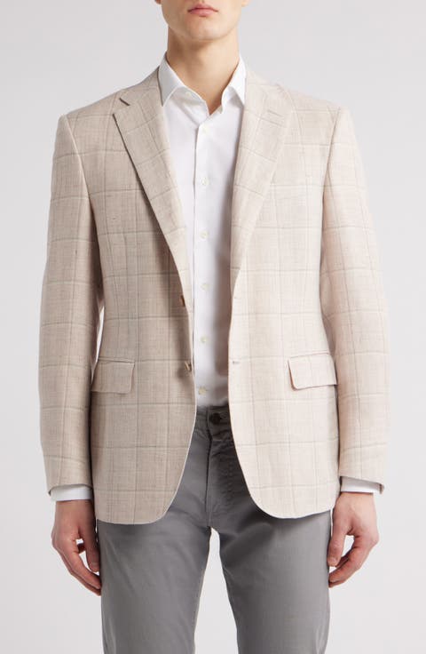 Siena Regular Fit Windowpane Check Linen & Wool Twill Sport Coat