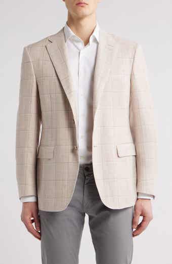 Canali Siena Regular Fit Windowpane Check Linen & Wool Twill Sport Coat