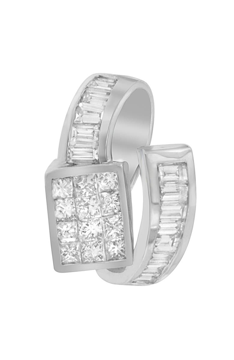 Haus of Brilliance 14K White Gold 2 cttw Princess and Baguette Cut Diamond Double Loop Pendant Necklace, Alternate, color, White