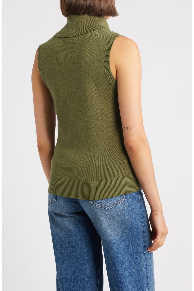 Turtleneck Sleeveless Sweater, Alternate, color, OLIVE