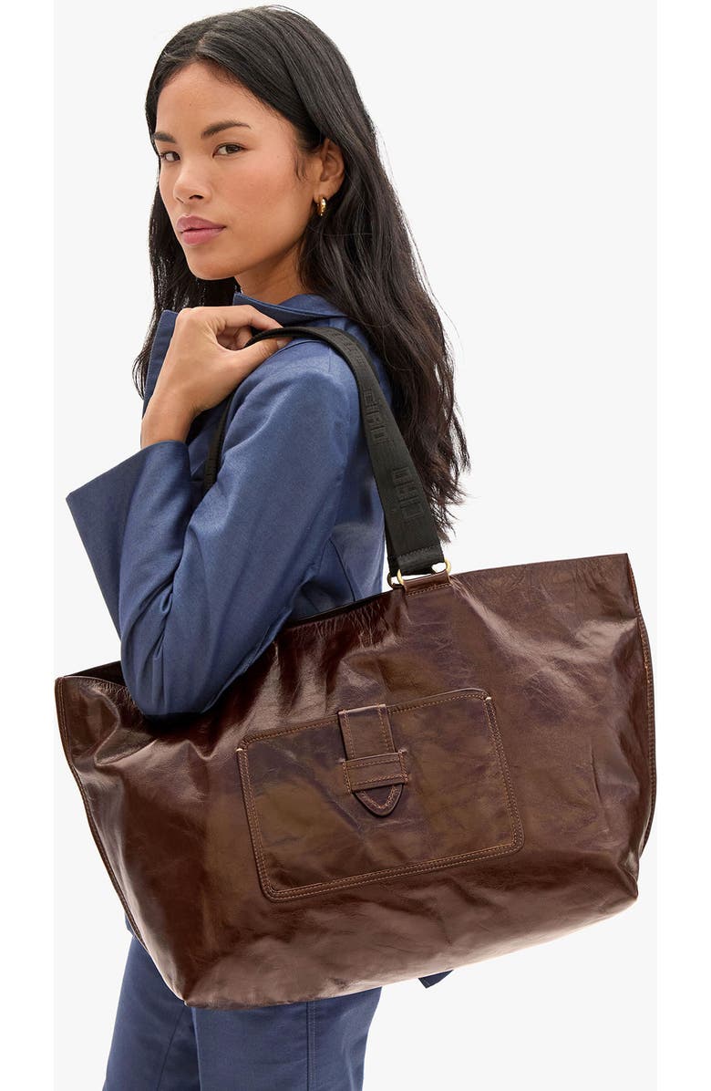 Clare V. Grande Bateau Leather Tote, Alternate, color, Mocha
