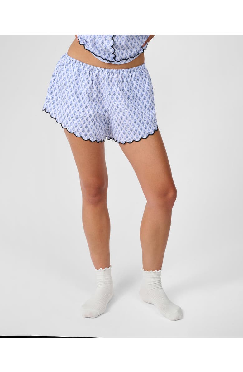 WeWoreWhat Scallop Pajama Shorts, Main, color, Baby Blue Multi