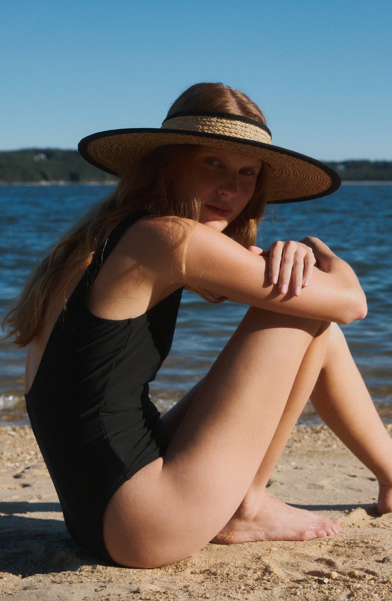 Gigi Burris Millinery Ines Straw Visor, Alternate, color, Natural/ Black