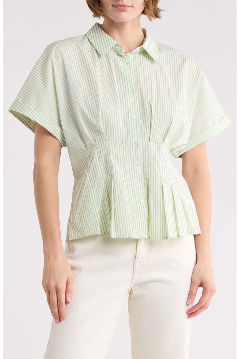 Pleat Waist Top, Main, color, PALE LIME