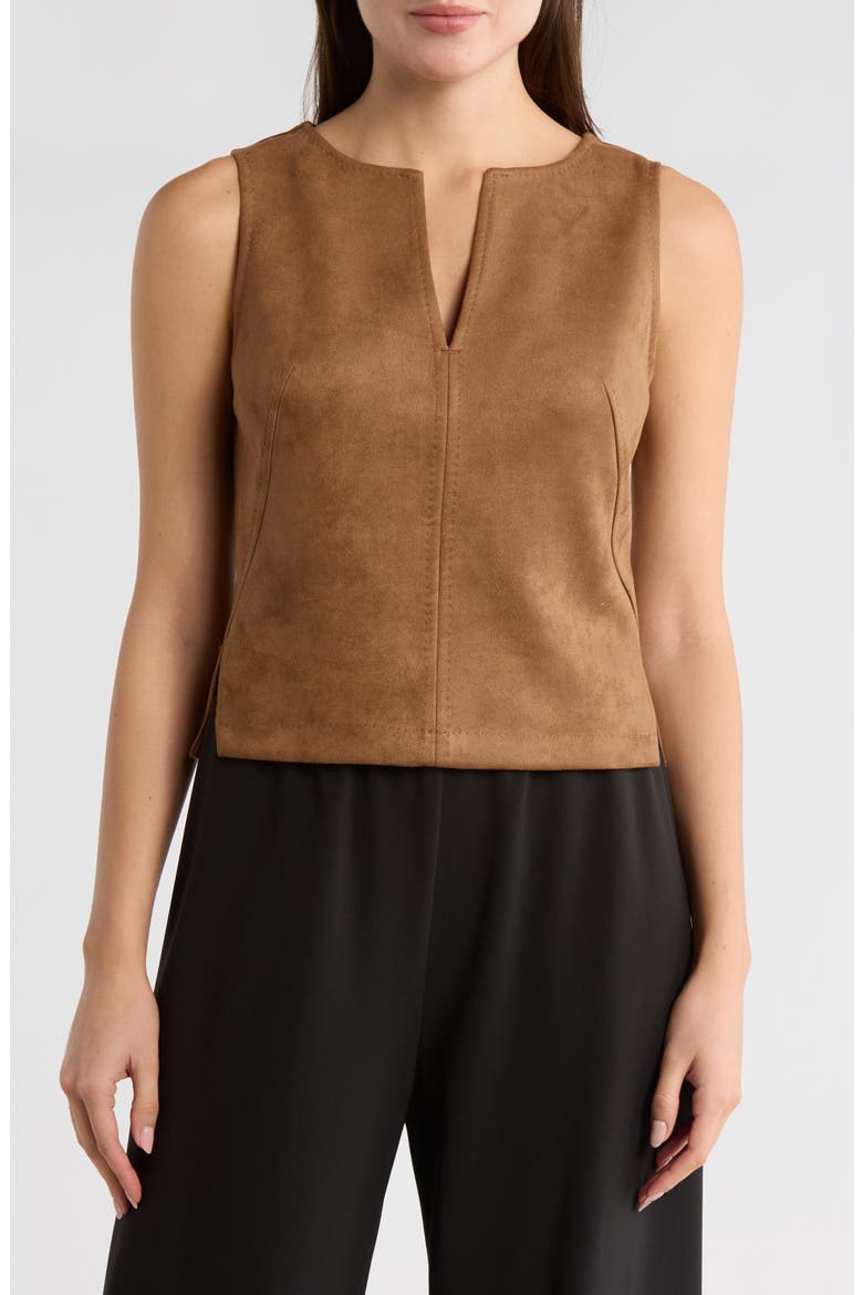 Sleeveless Faux Suede Top, Main, color, VICUNA