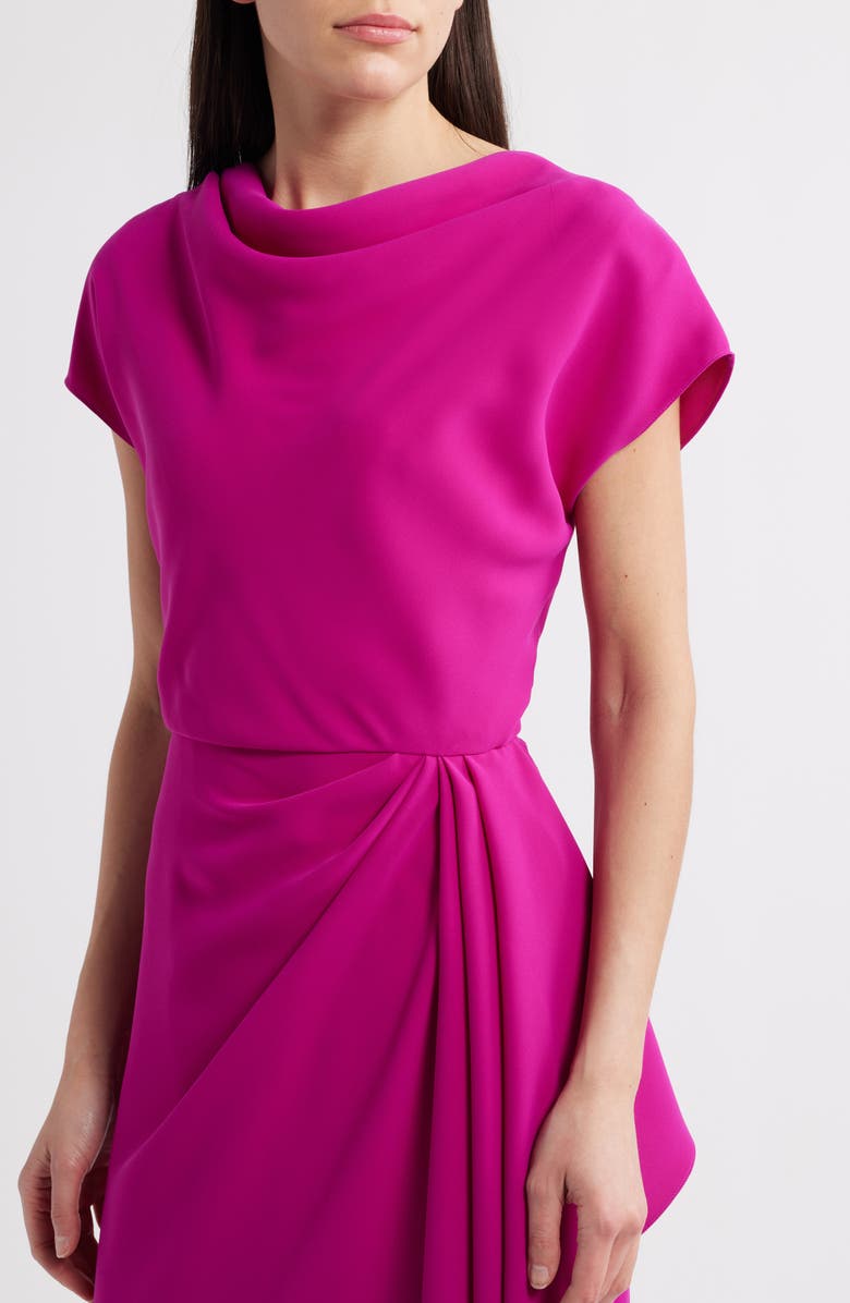 Amsale Cowl Neck Ruffle Dress, Alternate, color, Fuchsia