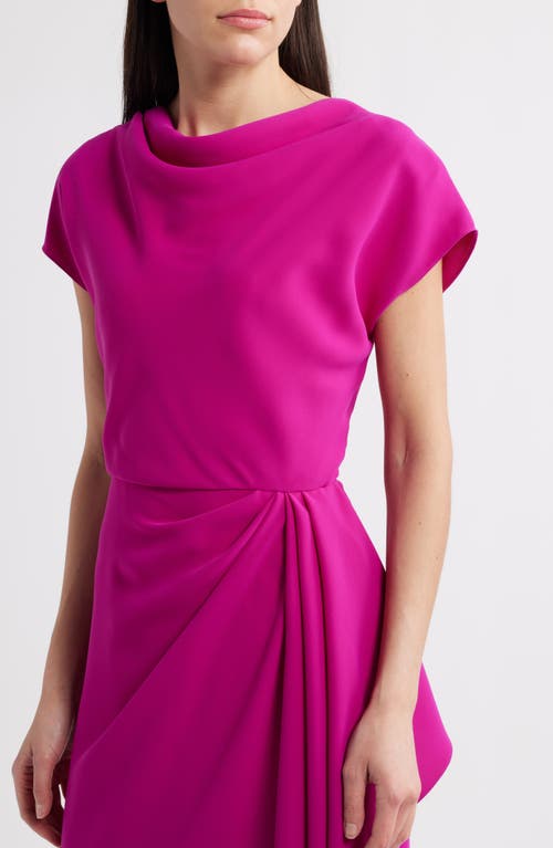 Shop Amsale Cowl Neck Ruffle Dress In Fuchsia