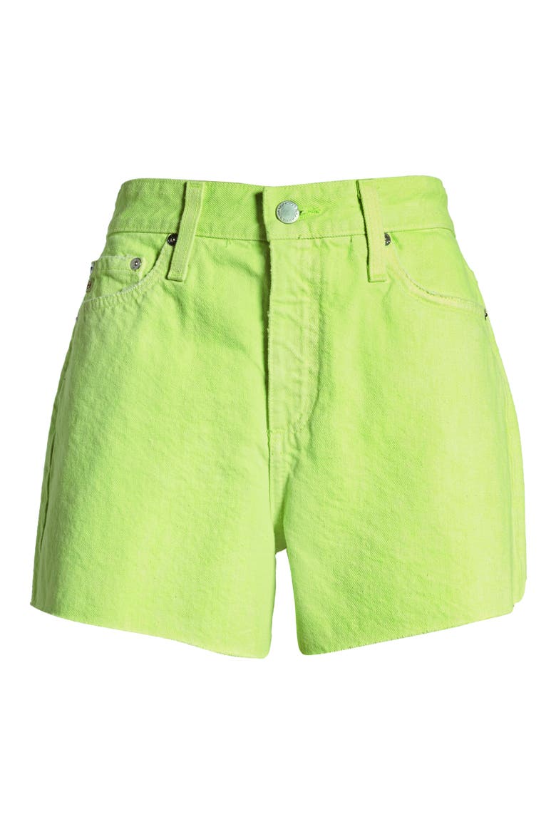 Alexxis Distressed High Waist Cutoff Denim Shorts, Alternate, color, ELEMENT NEON CITRUS