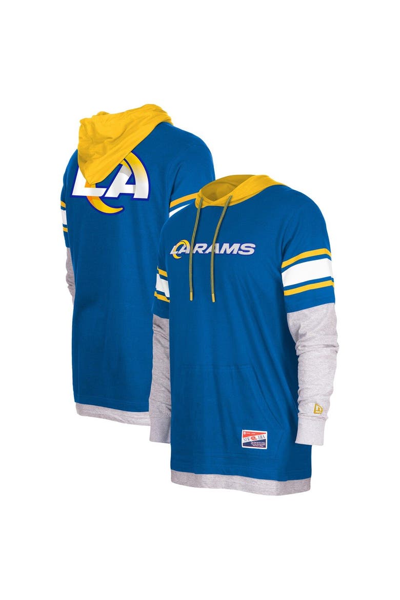 Men's New Era Royal Los Angeles Rams Current Day Long Sleeve Hoodie T-Shirt, Main, color, Royal