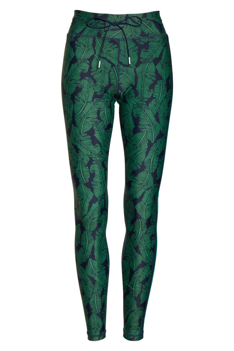 Palm Leaf Yoga Pants, Alternate, color, NAVY/ GREEN
