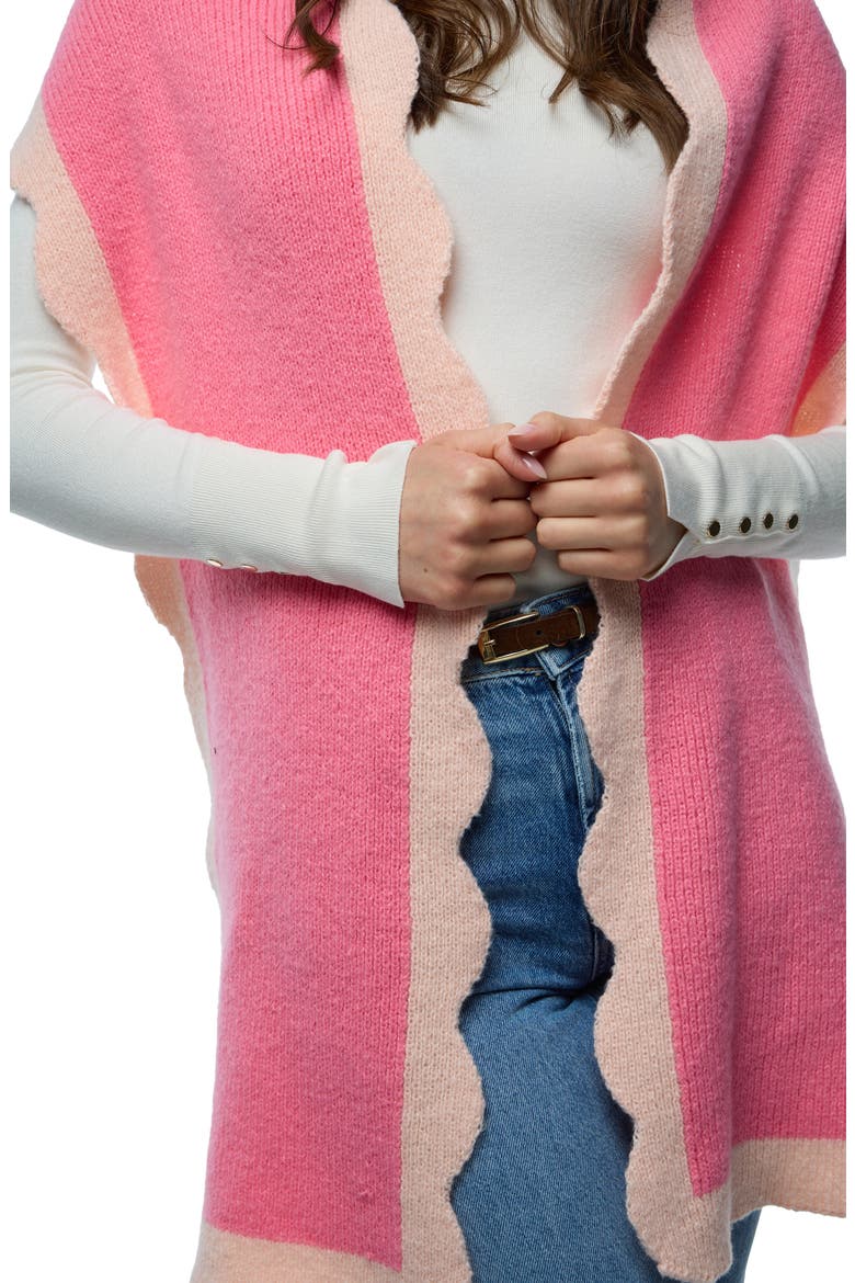 Scallop Trim Scarf, Alternate, color, PINK
