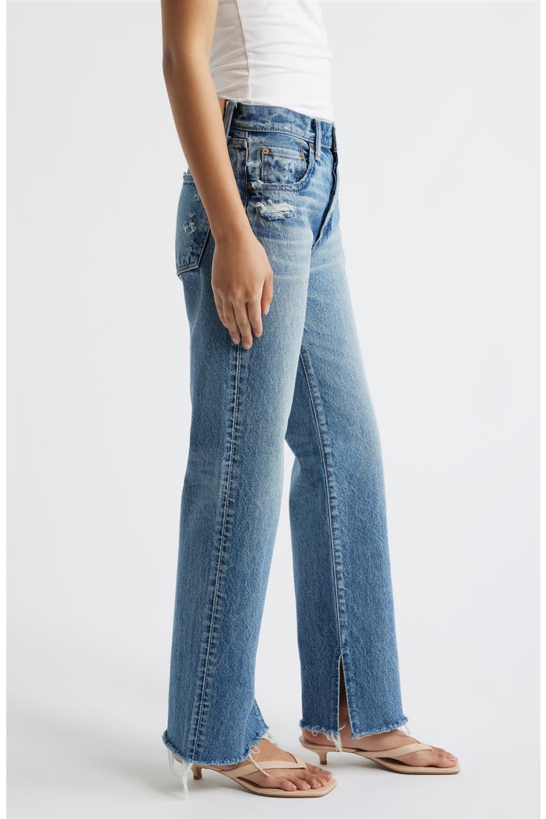 Foster Distressed Raw Hem Straight Leg Jeans, Alternate, color, BLUE