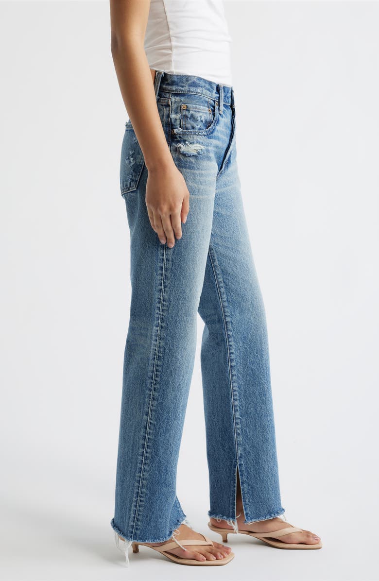 MOUSSY VINTAGE Foster Distressed Raw Hem Straight Leg Jeans, Alternate, color, Blue