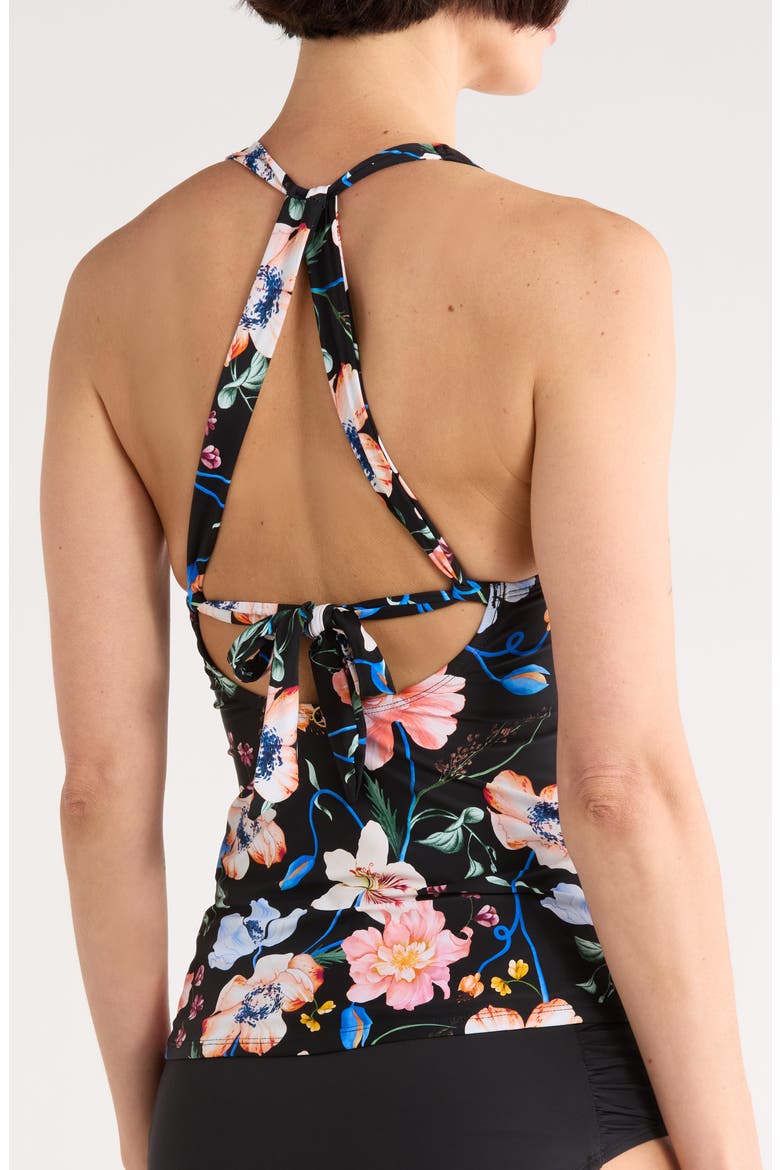 Louise Wrap Underwire Tankini Top, Alternate, color, BLACK