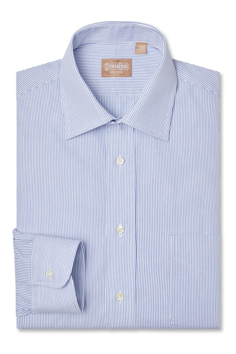 Regular Fit Stripe Dress Shirt, Main, color, BLUE