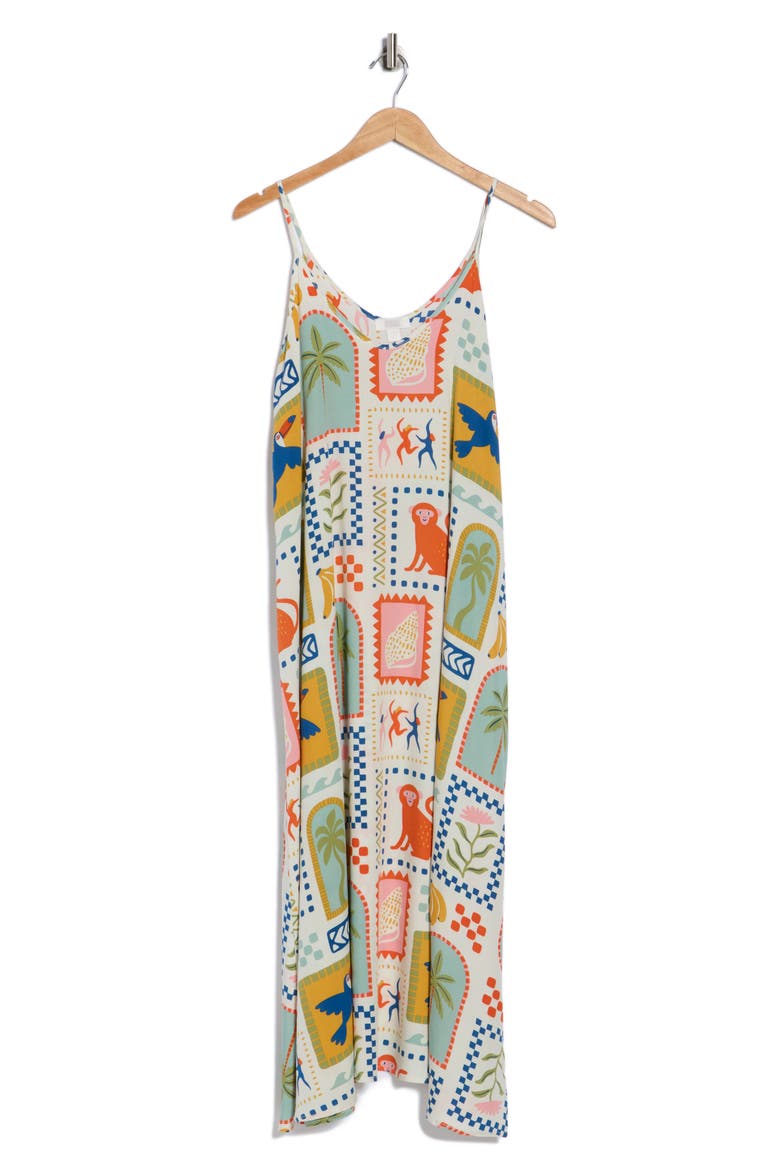 Spaghetti Strap Cover-Up Dress, Alternate, color, IVORY ANIMAL MULTI TILE