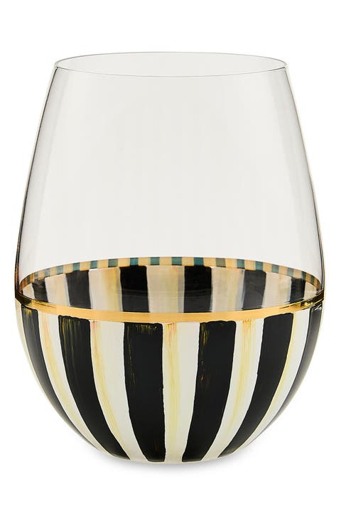 Courtly Stripe Stemless Wine Glass