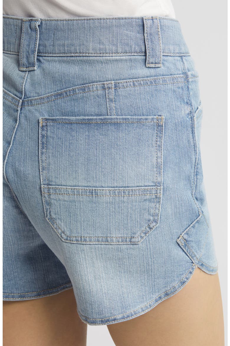 'Ab'Solution Skyrise Tulip Hem Denim Shorts, Alternate, color, POWDER BLUE ARTISANAL