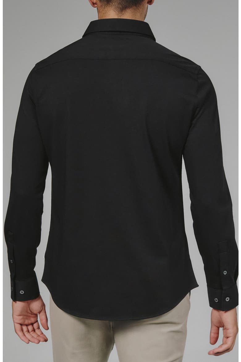 Girona Solid Performance Button-Up Shirt, Alternate, color, BLACK
