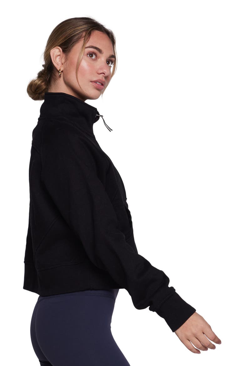 Effortless Fleece Crop Half Zip Sweatshirt, Alternate, color, Black