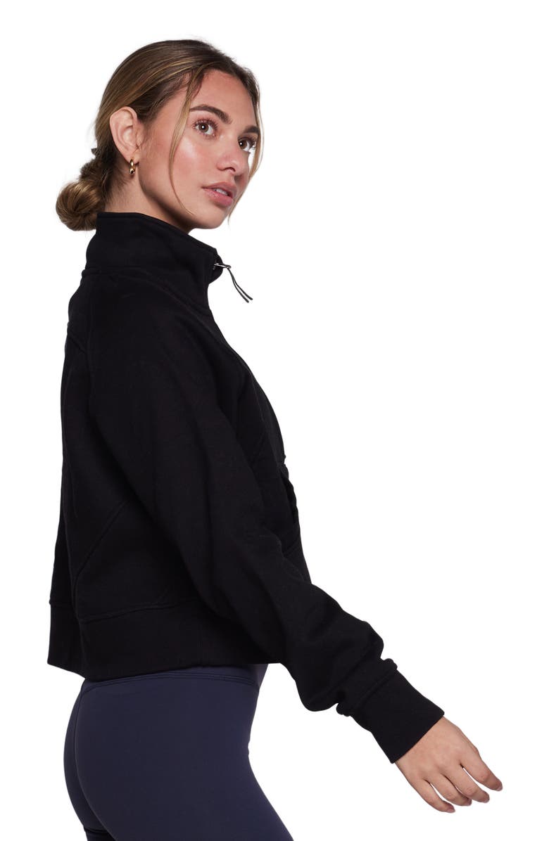 Rebody Active Effortless Fleece Crop Half Zip Sweatshirt, Alternate, color, Black