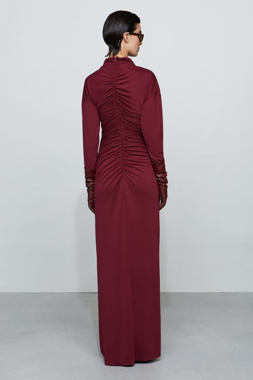 Et Ochs Remington Draped Matte Jersey Column Gown In Burgundy