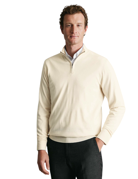 Merino Zip Neck Long Sleeve Sweater