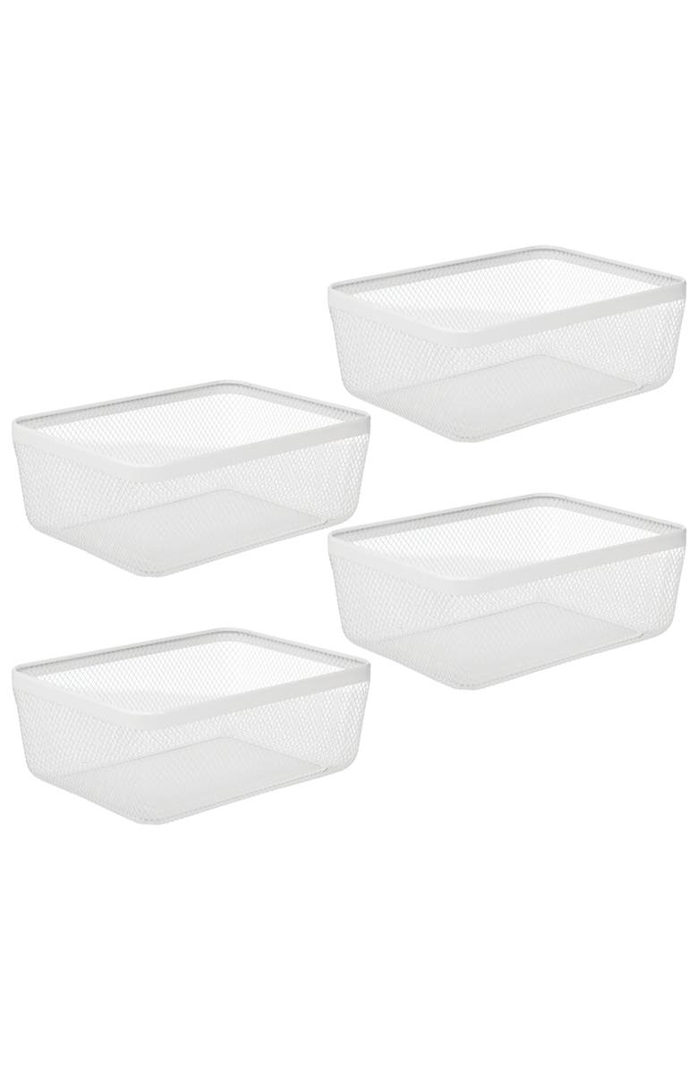 mDesign Metal Wire Food Organizer Storage Bin, 4 Pack - White, Main, color, White