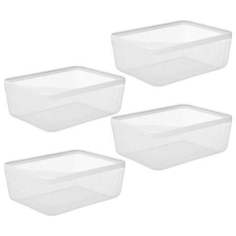 Metal Wire Food Organizer Storage Bin, 4 Pack - White