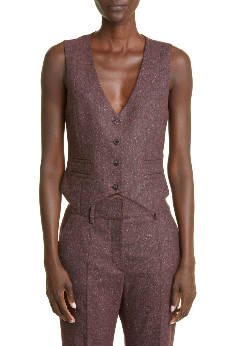 Women's Zelos Strech Wool & Silk Tweed Vest (Nordstrom Exclusive), Main, color, PRUNE/ MULTI