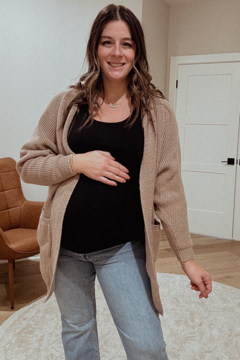 Pocketed Knit Cardigan, Alternate, color, Taupe
