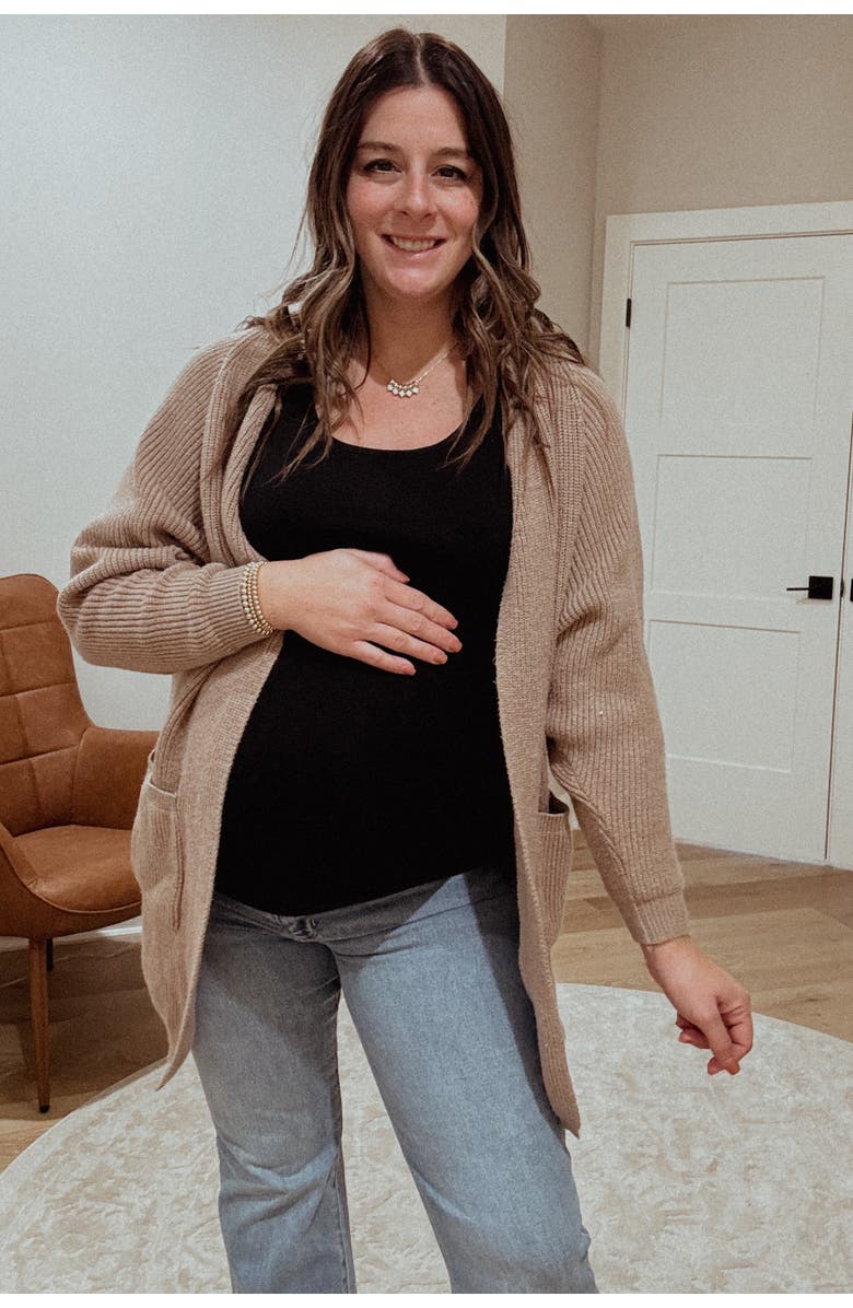 PinkBlush Pocketed Knit Cardigan, Alternate, color, Taupe