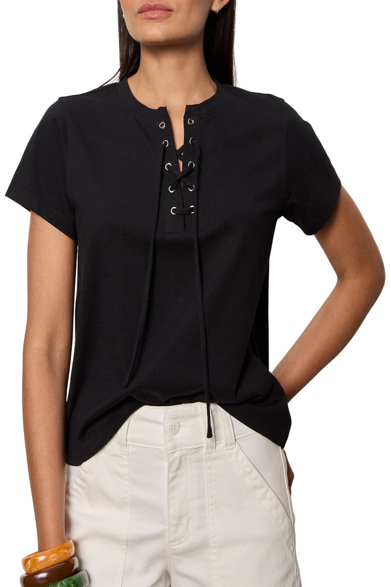 Timeless Lace-Up T-Shirt, Alternate, color, BLACK